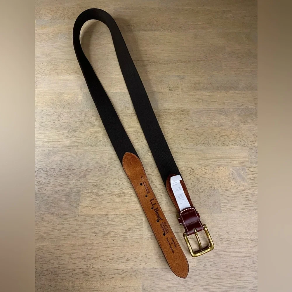 LL Bean Comfort Waist Belt‎ Men Black & Maroon Size 42